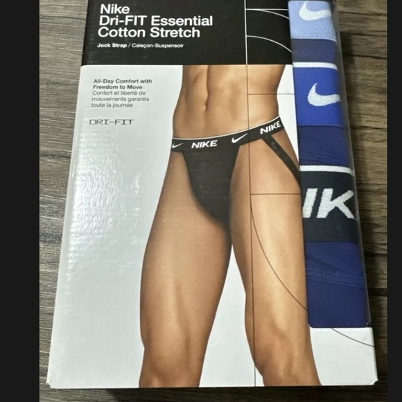 Nike Dri-FIT Essential Cotton Stretch Jock Strap 3-Pack BLUE Size 2XL NIB - Picture 2 of 2